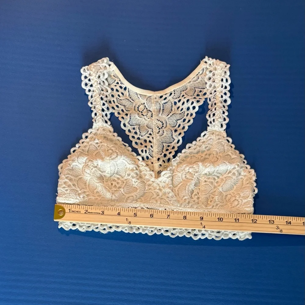 Aerie Women’s Ivory Floral Lace Lined Cups Bralette Sz SP